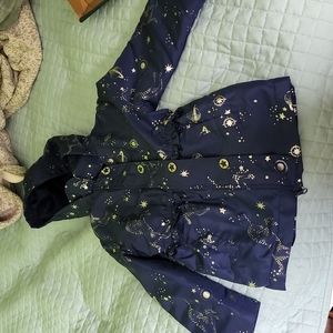 London Fog Hooded Unicorn Stars Planets Coat Child's Size 5